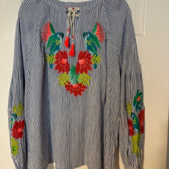 Boden Embroidered Peasant Blouse - Picture 2 of 6